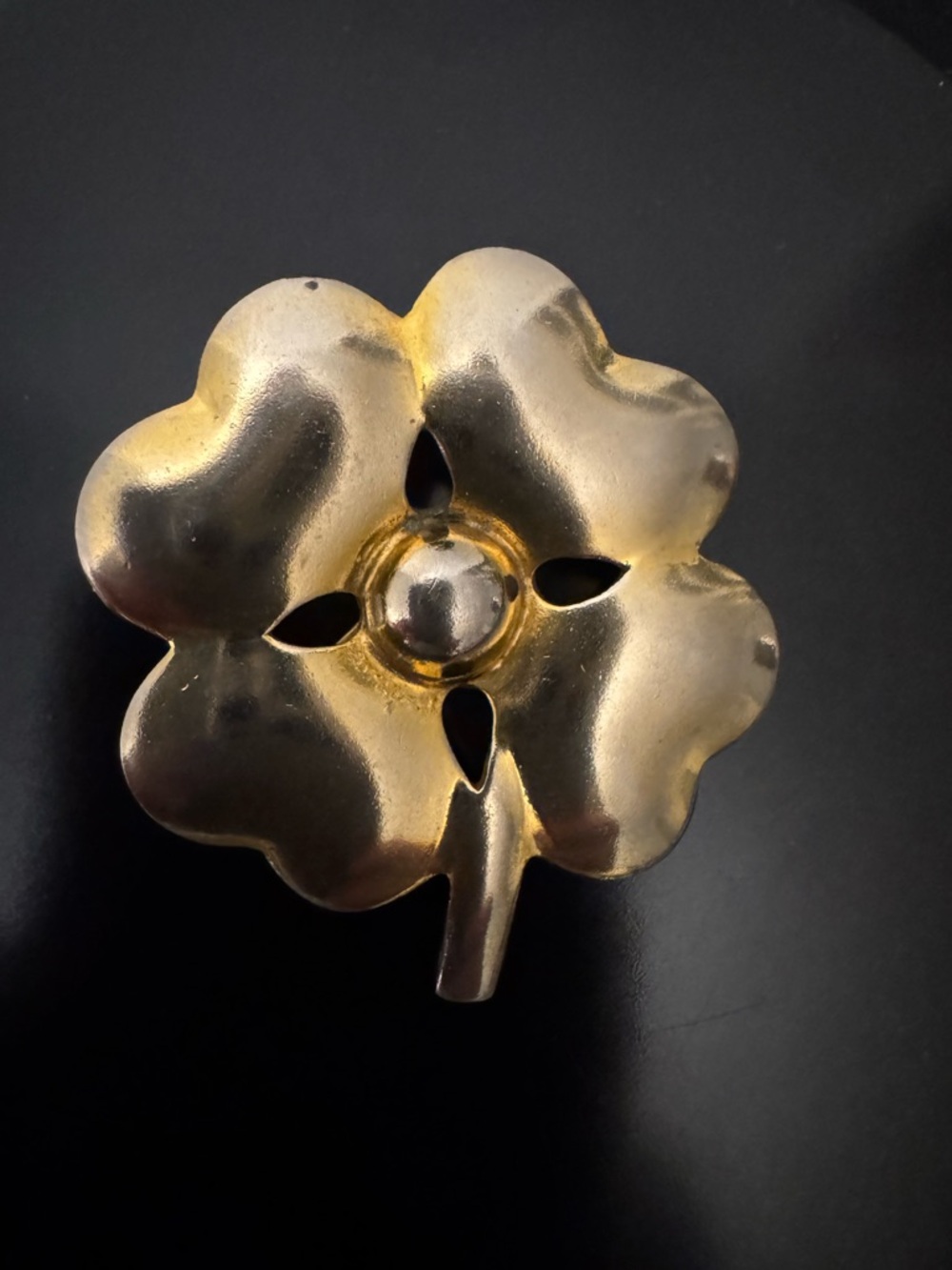 Vintage Gold Tone Flower Brooch | Satin Finish Minimalist Floral Pin